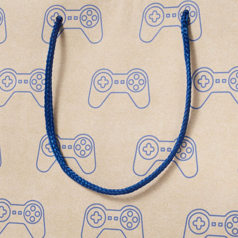 Game Controllers on Kraft Medium Birthday Gift Bag Brown/Blue - Spritz&#8482;, 3 of 4