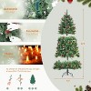 Acekool 6FT Prelit Pencil Tree, Green Artificial Tree with Pine Cones, Holly Berries, 250 Warm Lights, Auto-Hinge, Metal Stand, for Porch Office - 3 of 4