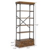 Industrial 6-Tier Bookshelf with Storage Drawers - Wood & Metal Bookcase for Living Room, Bedroom, or Home Office - 2 of 4