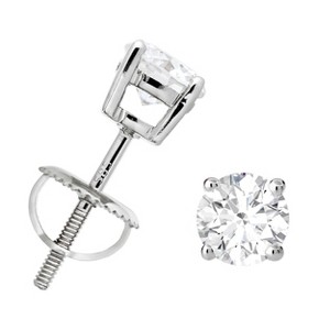 Jewelry Avalanche 14K Gold Solitaire Moissanite Stud Earrings - 1 of 4