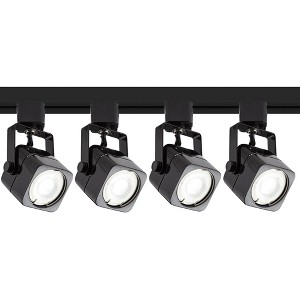 Pro Track 4-Head LED Ceiling Track Light Fixture Kit with Floating Canopy Spot Light Dimmable Adjustable Black Modern Square Kitchen Bathroom 44" Wide - 1 of 4