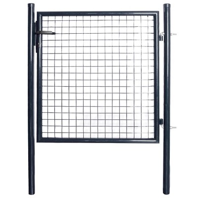 VidaXL Mesh Garden Gate Galvanised Steel 33.7 inches x39.4 inches  Gray