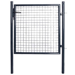 VidaXL Mesh Garden Gate Galvanised Steel 33.7 inches x39.4 inches  Gray - 1 of 4