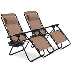 Tangkula 2PC Zero Gravity Chair Adjustable Recliners Textiliene - 1 of 4