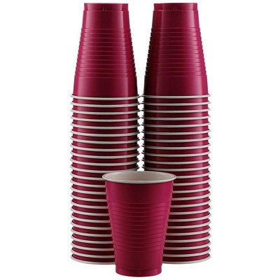 Exquisite 12 Ounce Disposable Red Plastic Cups-50 Count