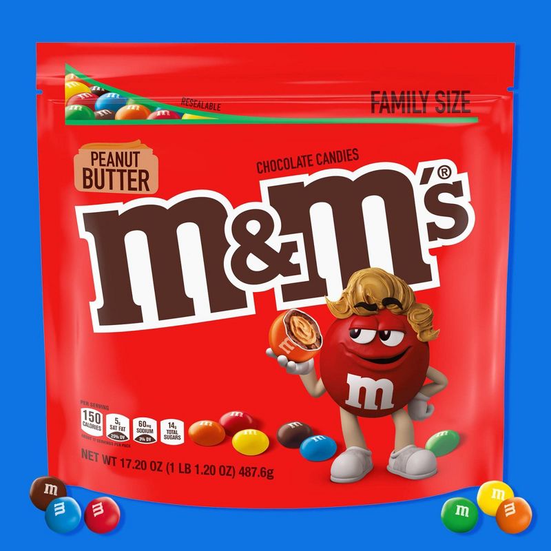 M&#38;M&#39;s Peanut Butter Family Size Chocolate Candy - 17.2oz, 4 of 9