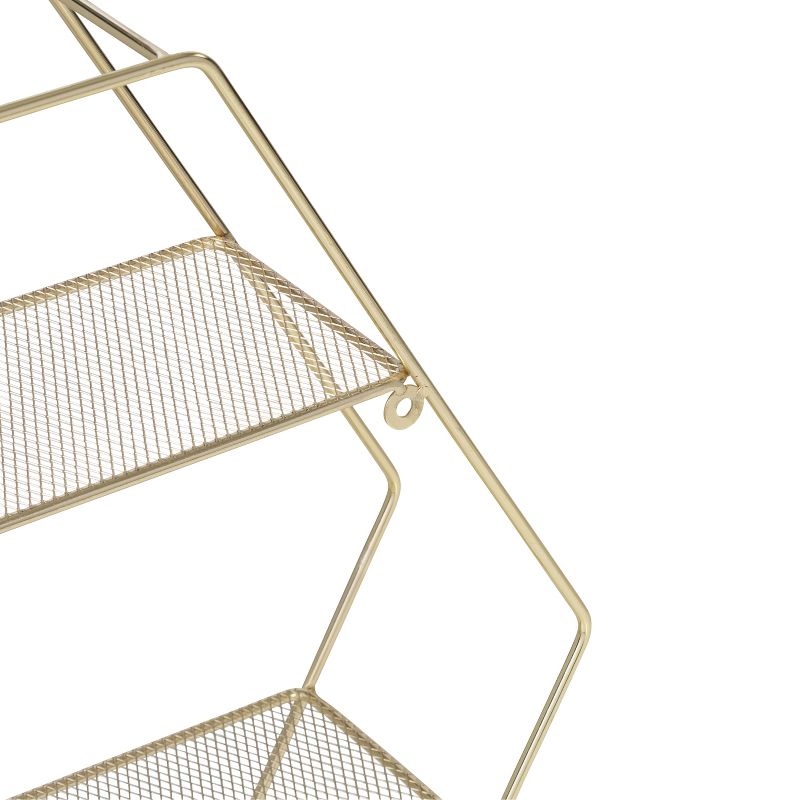 Honey-Can-Do 4 Tier Hexagonal Decorative Metal Wall Shelf Gold, 3 of 9