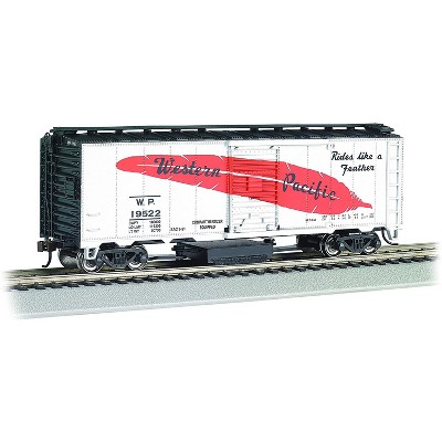 Bachmann Trains 16322 HO Scale 1:87 Western Pacific Cleaning Box Car with E-Z Mate Mark Couplers, Metal Wheels, and Dry Cleaning System, White