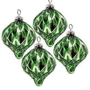 NAYSAYE Party Decoration and Accessories Glass Christmas Ball Ornaments Set of 4 for Christmas Tree Decorations, Green, 4.2"*5.1"*0.5" - 1 of 4