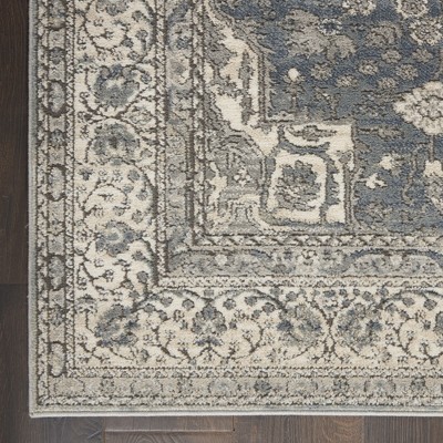 Elysian Grey/Ivory Hand-Knotted Round Synthetic Area Rug