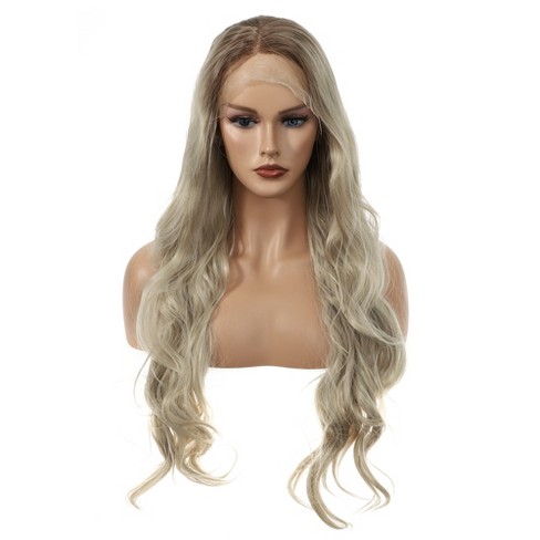 Unique Bargains Women's Halloween Long Body Wave Lace Front Wigs with Wig Cap 26" Brown Gold Tone 1 Pc - image 1 of 4