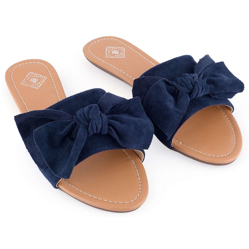 Gallery Seven - Women's Suede Bow Slide Sandals, 1 of 8
