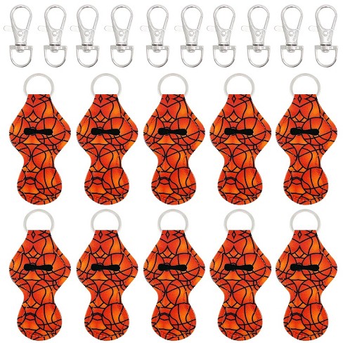 Wrapables 10 Pack Chapstick Holder Keychain With 10 Pieces Metal Clasps Basketball Target