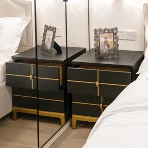JTH LUXE Kingsly 21" Wide Contemporary Glam Storage Side Table, Espresso Black Birchwood & Veneer - 1 of 4