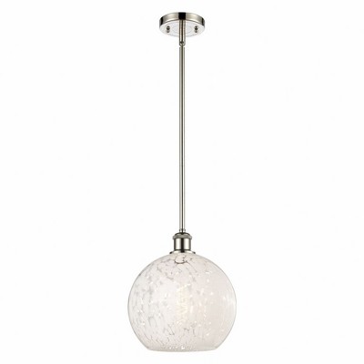 White Mouchette - 1 Light Stem Hung Mini Pendant In Modern Style-11.75 Inches Tall and 10 Inches Wide