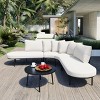 Outdoor L-Shaped Sectional Sofa, Patio Couch Set with Coffee Table, Sofa Set with Iron Frame and Sponge Cushions – Cuddlewood - 2 of 4