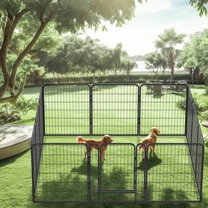 Sevobal Pet Crates and Houses 12 Panels Large Foldable Cat Cage, Outdoor Crate Exercise Place, Indoor Pet Fence Enclosure, Black, 105"*27.4"*31.7" - 1 of 4