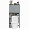 HOMCOM Over the Toilet Storage Cabinet, Modern Above Toilet Bathroom Organizer with 2 Doors, Toilet Paper Holder, Freestanding Space Saver - 4 of 4