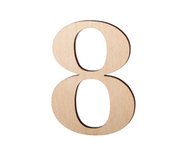 2.5" Wood Number 8 - Hand Made Modern