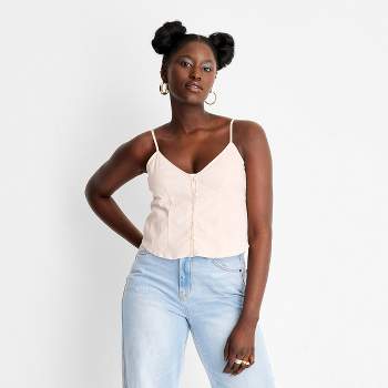Women's Strappy Button-Front Cami - Future Collective™ with Alani Noelle Tan XXS
