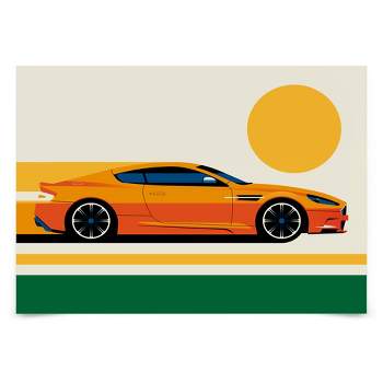 Americanflat Mid Century Modern Wall Art Room Decor - Orange Modern Sports Car by Bo Lundberg