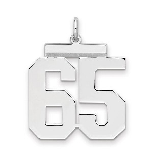 Black Bow Jewelry Sterling Silver, Athletic Collection, Large Polished Number 65 Pendant - 1 of 3