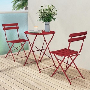 Senpuki Outdoor 3-Piece Bistro Set - Weather-proof Steel Folding Table & 2 Chairs Set - 1 of 4