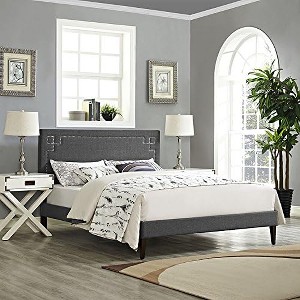 Modway Josie Queen Fabric Platform Bed with Squared Tapered Legs - 1 of 3