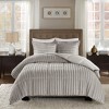 Gulches 3 Piece Full/Queen Faux Fur Comforter Mini Set,Gray - 3 of 4