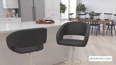 White Vinyl Adjustable Swivel Bar Stool with Gold Base