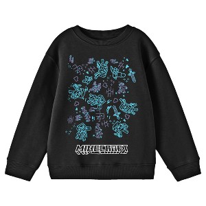 Minecraft Game Doodles Youth Black Crew Neck Sweatshirt - 1 of 2