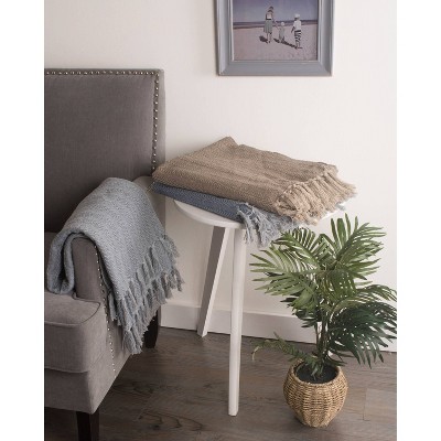 French Blue Cotton Sherpa Full-Size Cozy Throw
