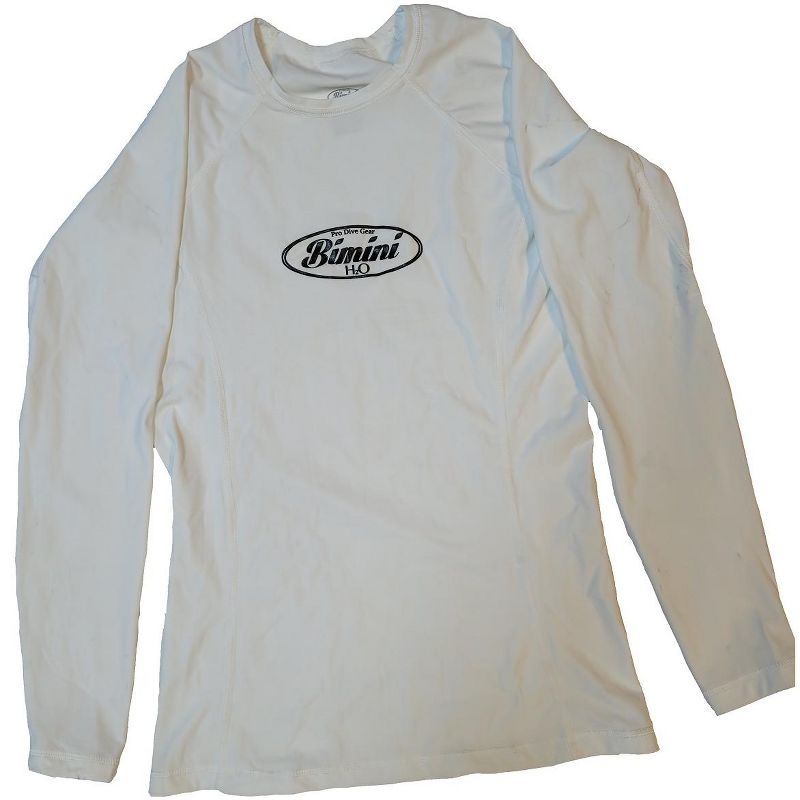 Bimini Dri-Fit Rash Guard Long Sleeve Unisex White Shirt, Medium, 1 of 3