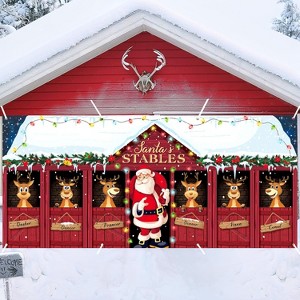 16 x 7ft Christmas Garage Door Banner Decoration Magnetic Garage Door Covers Christmas Backdrop Decorations - 1 of 4
