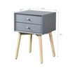 FONTOI Nightstands, Nightstand with 2 Drawers and Wood Legs, Side Table with Storage Cabinet for Bedroom Living Room, Gray, 15.7"*24"*15.75" - 2 of 4