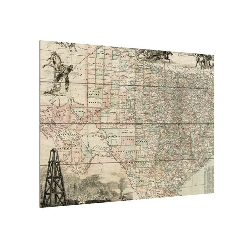 Trademark Fine Art -vision Studio 'map Of Texas' Wood Slat Art : Target