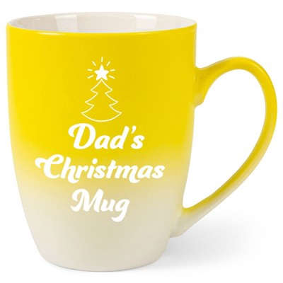 Elanze Designs Dad's Christmas Mug Two Toned Ombre Matte Yellow and White 12 ounce Ceramic Stoneware Coffee Cup Mug