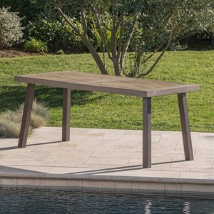 69'' Modern Industrial Acacia Wood Patio Dining Table,Metal Rectangle Kitchen Dining Table for 6,Outdoor Dining Table for Garden Deck-Coolbibila - 1 of 4