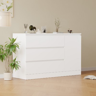 NicBex Modern 3-Drawer White Bedroom Dressers with Hidden Cabinet,Chest of Drawers for Bedroom,Entryway,Wooden Dresser Chest