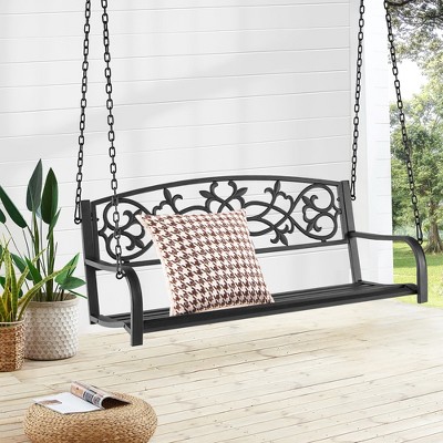 Costway 2-person Metal Outdoor Porch Swing Hanging Patio Bench 485 Lbs ...