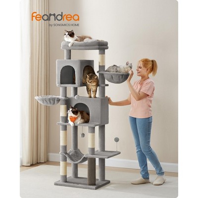 Dove Gray 69-Inch Multi-Level Sisal Cat Tree Tower