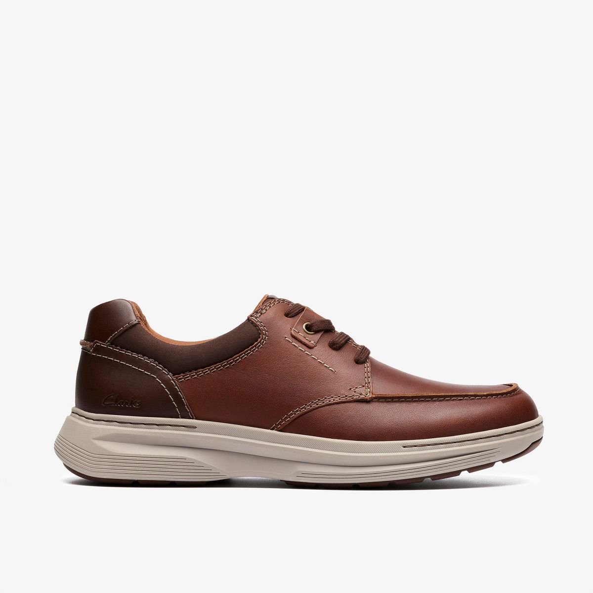 Clarks Mens Craftwell Moc Dark Tan Lea Shoes