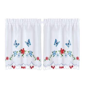 Collections Etc Americana Butterfly and Cutout Border Curtain Tier Set