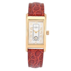 Peugeot Men's Gold Contour Case Remote Sweep Watch with Brown Leather Band - 1 of 4