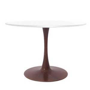 LeisureMod Bristol 35'' Modern Round Dining Table – Durable MDF Top and Wood-Transfer Walnut Steel Base for Kitchen, Dining Room, or Cafes - 1 of 4