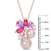 EVERLY JEWELRY | 18k Rose Gold Plated Silver Pink Cultured Freshwater Pearl 2 1/3ct TGW Rose de France and Topaz Pendant with Chain, 18" - 3 of 4