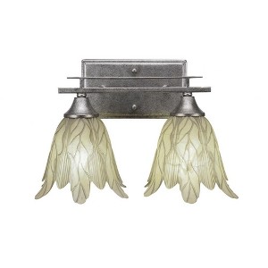 Toltec Lighting Uptowne 2 - Light Vanity in  Aged Silver with 7" Vanilla Leaf Shade - 1 of 1