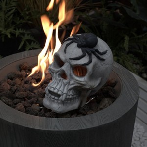 Evita Heat Resistant Skull for Fire Pit – 7.8 Inches Halloween Skeleton Head Outdoor Fireplace Decor - 1 of 4