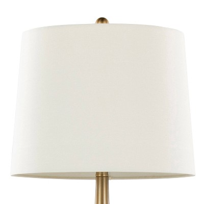 Set of 2 Gold Teardrop Table Lamps with White Drum Shades