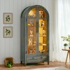 Fredees 73" Tall Arched Display Cabinet, 4-Tier Curio Cabinet with 3-Color LED Lights and Human Sensor, Adjustable Shelf for Toys & Books - 2 of 4